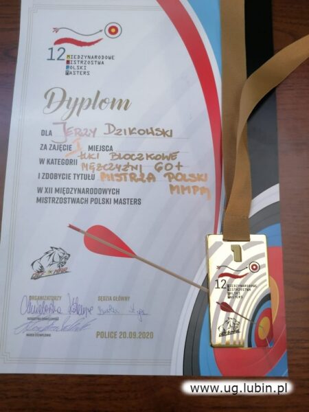 Dyplom za zajęcie I miejsca w Mistrzostwach Polski