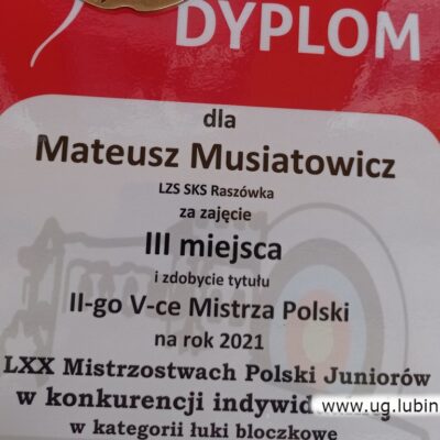 Dyplom dla V-ce mistrza Polski