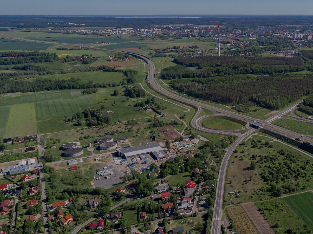 Gmina Lubin - zdjęcie z lotu ptaka - infrastruktura drogowa