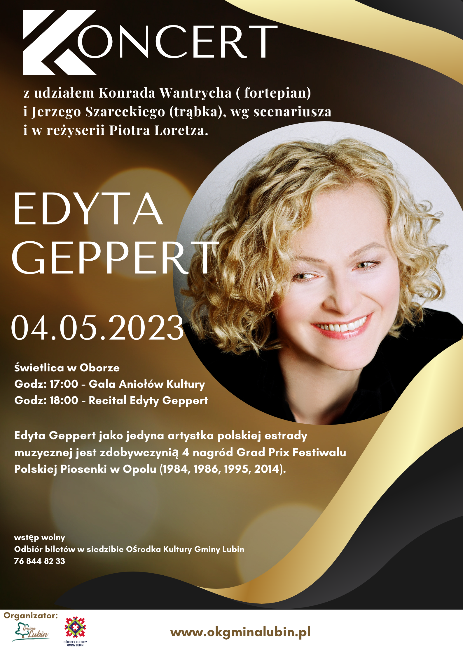 Zapowiedź koncertu Edyty Geppert w gminie Lubin - plakat