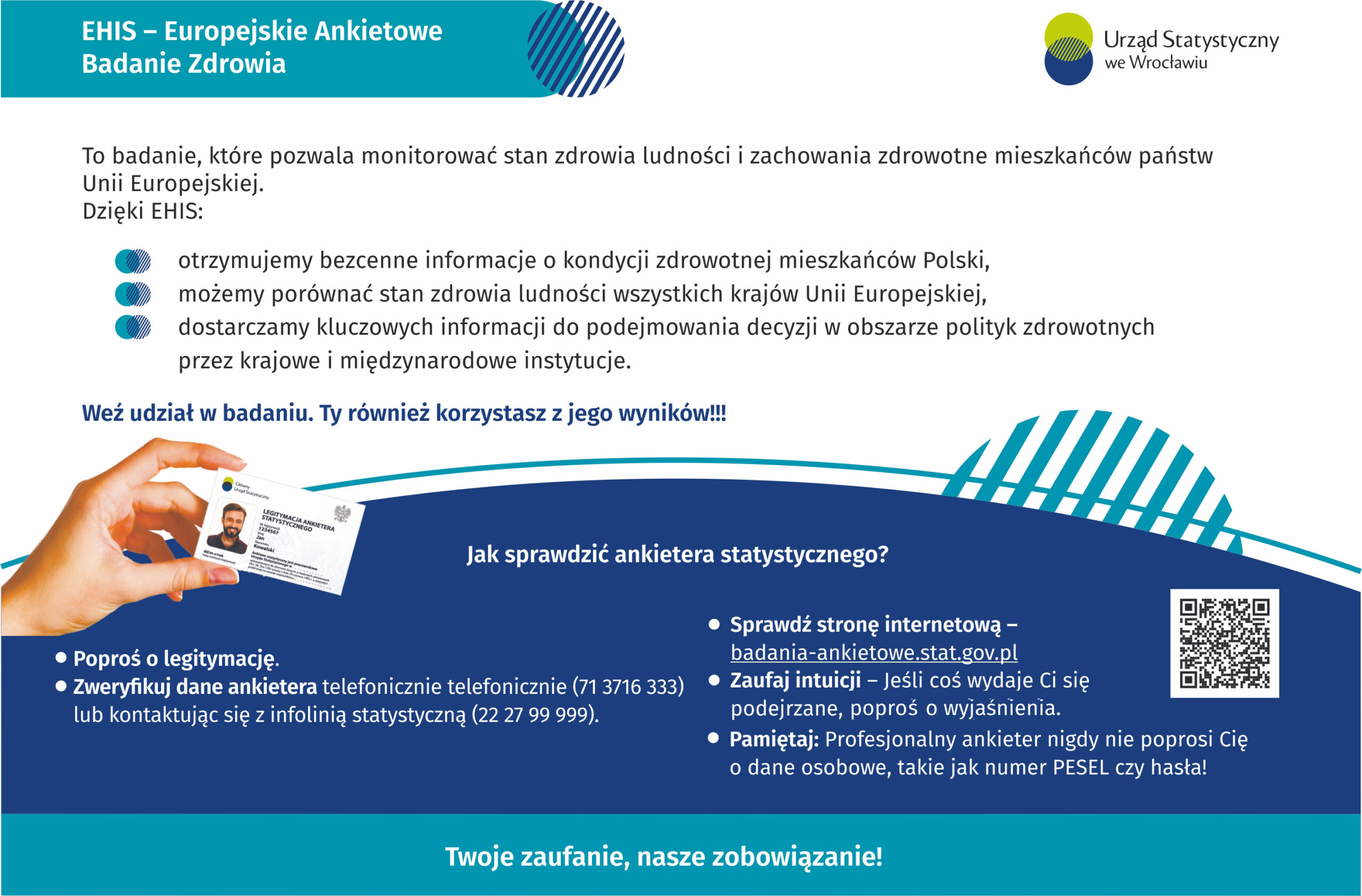 Badanie ankietowe Głównego Urzędu Statystycznego. Ulotka informacyjna.