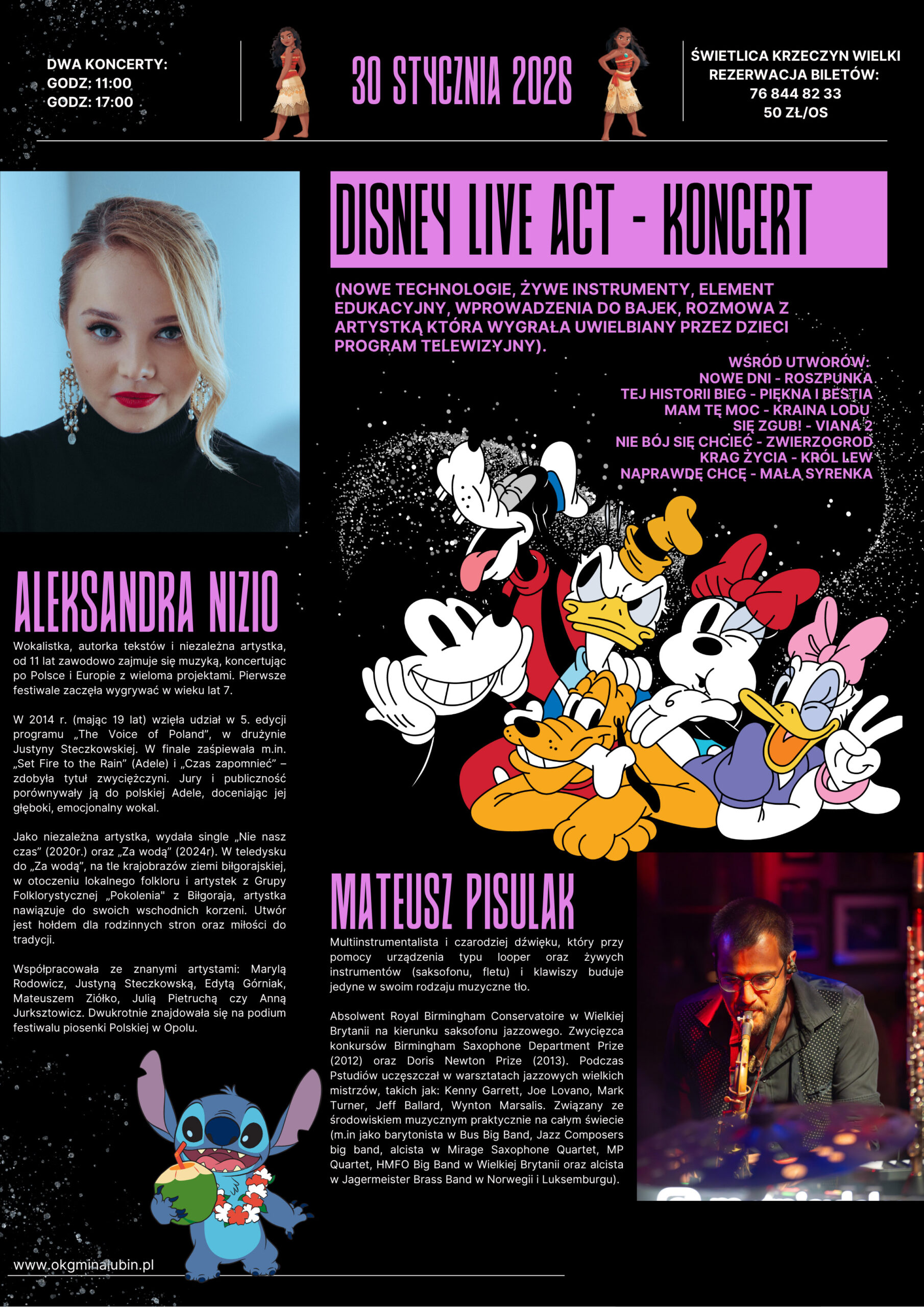 Disney Live Act – magiczny koncert w Krzeczynie Wielkim. Plakat informacyjny.