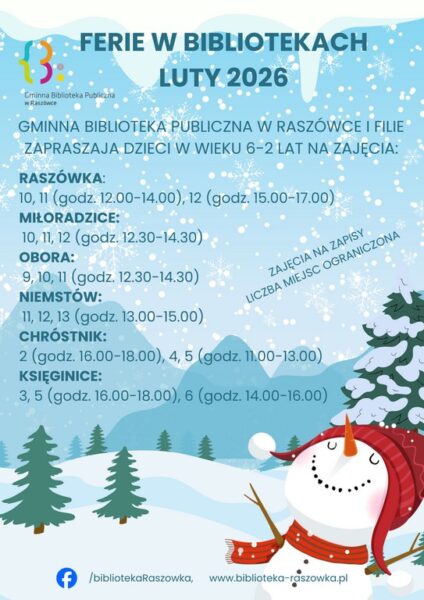 Plakat ferie w bibliotece