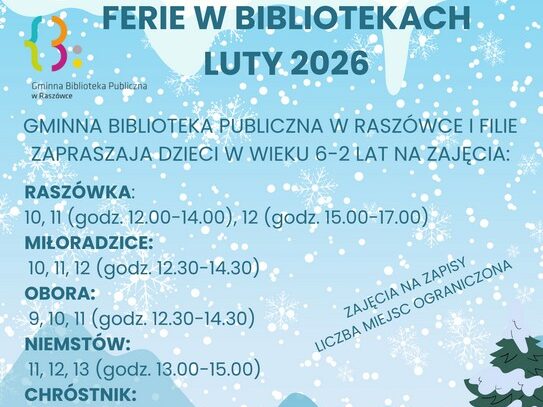 Plakat ferie w bibliotece