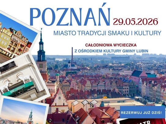 Plakat wycieczki do Poznania.