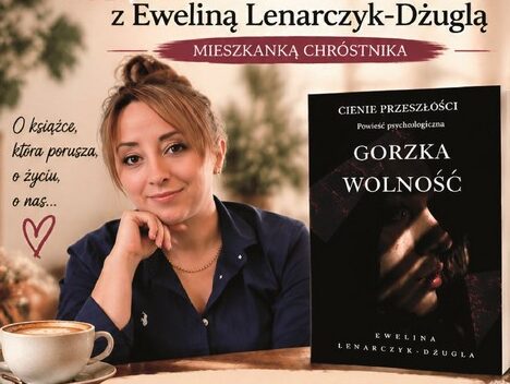Plakat spotkanie autorskie z mieszkanką Chróstnika.